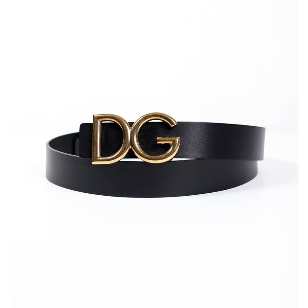 Women’s Dolce & Gabbana Black Belt with Gold Logo - Brand New in Box